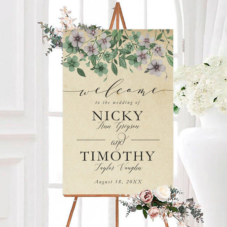 Lilac and Green Leaf Invitations - goprintplus