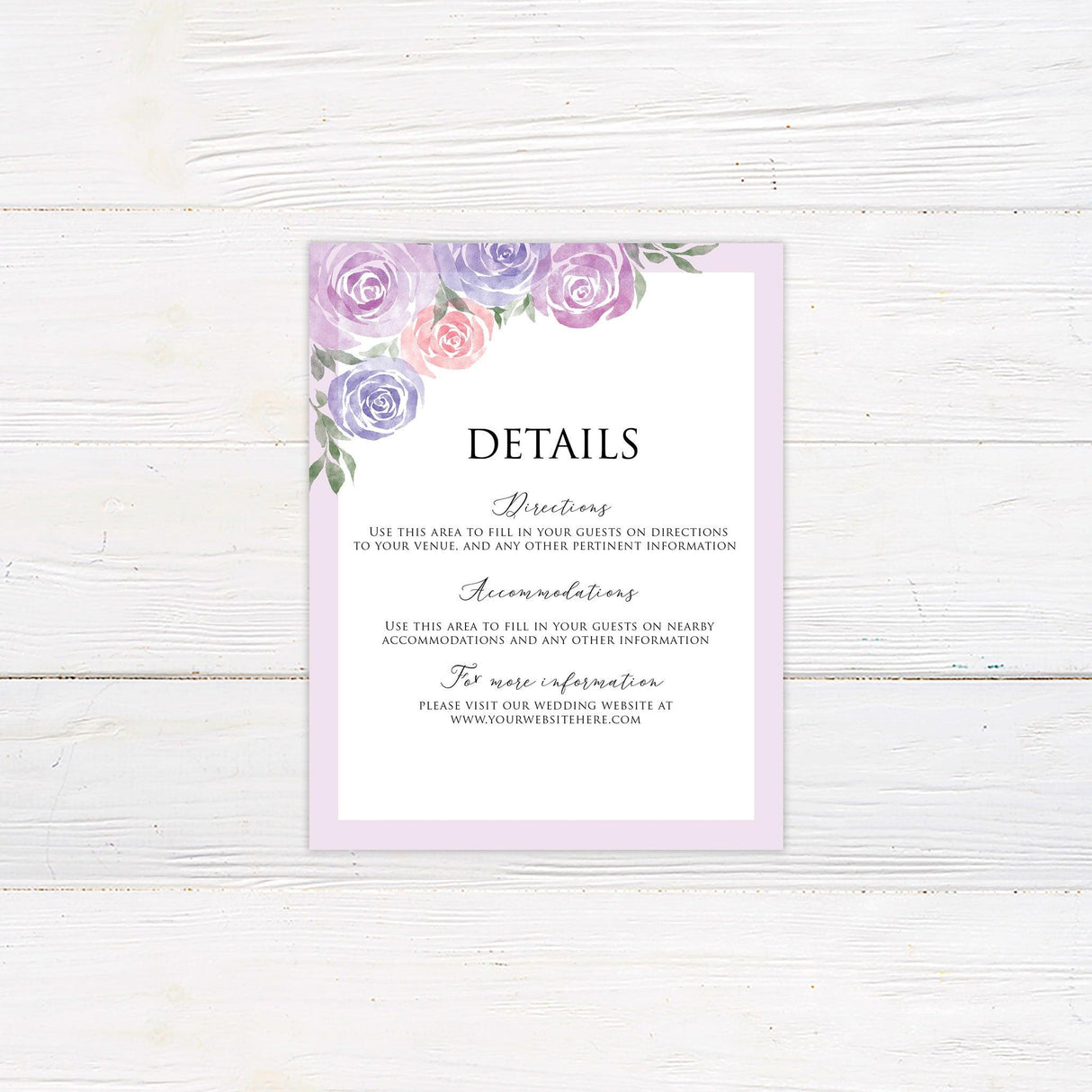 Lilac and Pink Roses Details Cards - goprintplus