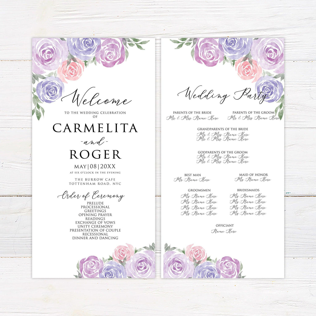 Lilac and Pink Roses Invitations - goprintplus