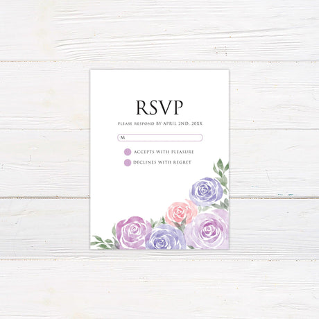 Lilac and Pink Roses RSVP - goprintplus