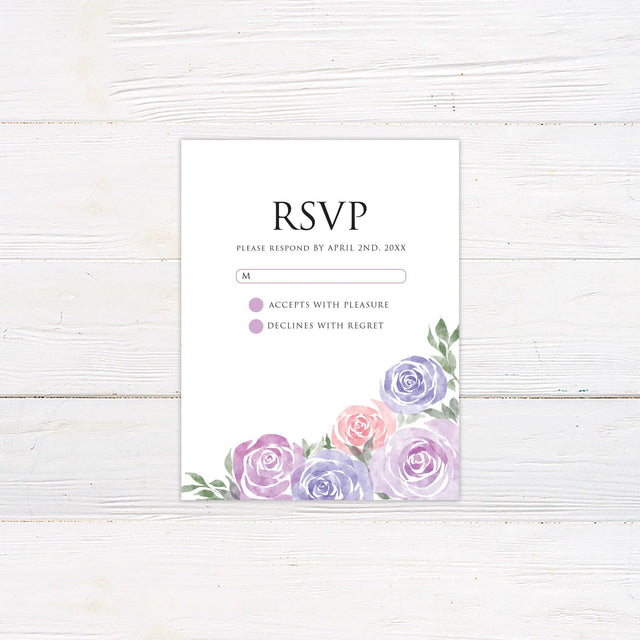 Lilac and Pink Roses RSVP - goprintplus