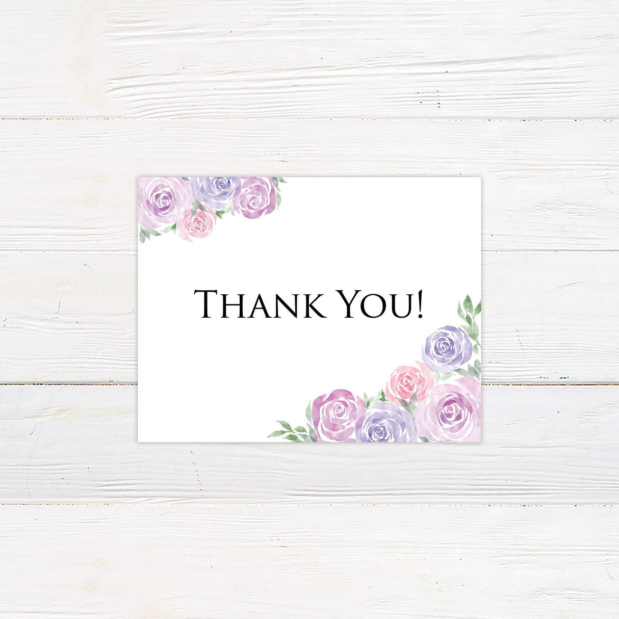 Lilac and Pink Roses Thank You Card - goprintplus