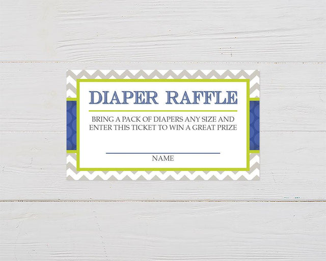 Chevron and Blue Diaper Raffle - goprintplus