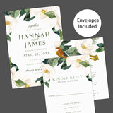 Elegant Magnolia Floral Wedding Invitation – Southern Garden-Inspired Design