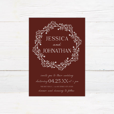 Marsala Wreath Invitations - goprintplus