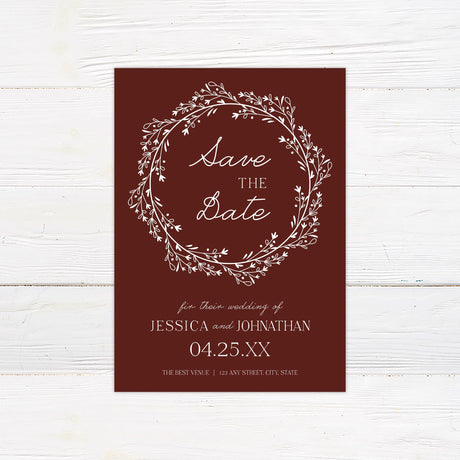 Marsala Wreath Invitations - goprintplus