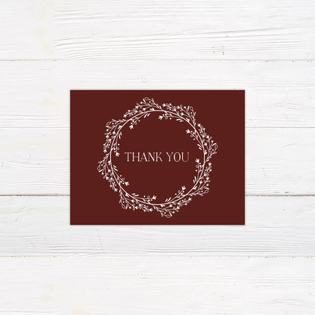 Marsala Wreath Thank You Card - goprintplus