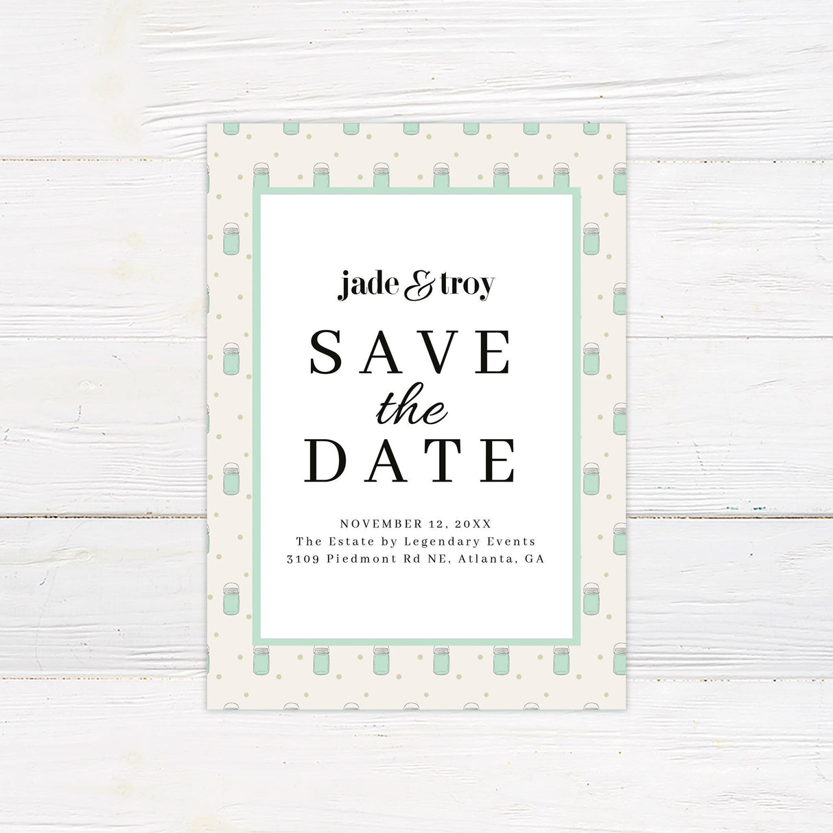 Mason Jars Save The Date - goprintplus