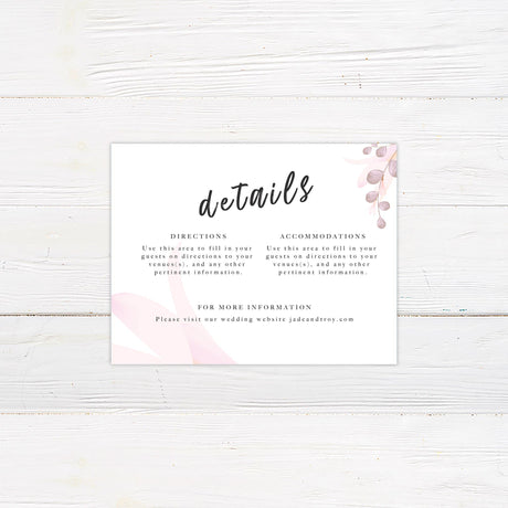 Mauve Leaf Details Cards - goprintplus