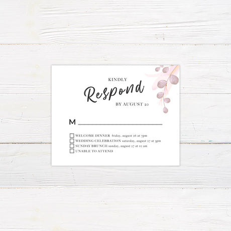 Mauve Leaf RSVP - goprintplus