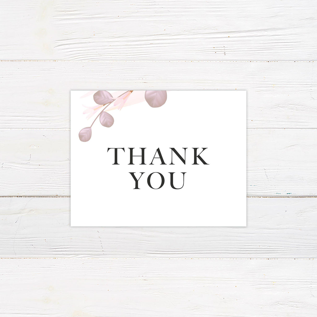 Mauve Leaf Thank You Card - goprintplus