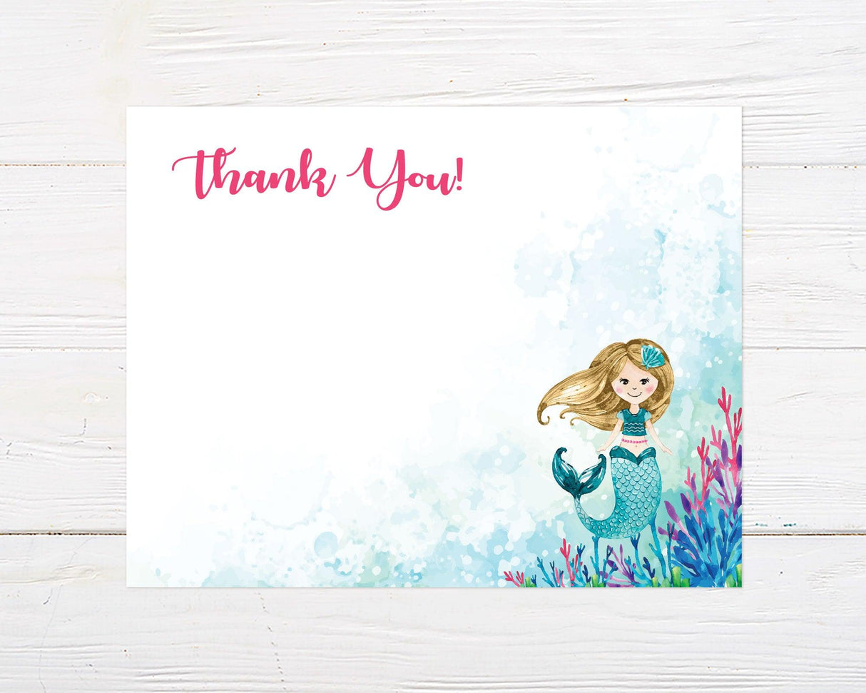 Mermaid Birthday Thank You Card - goprintplus