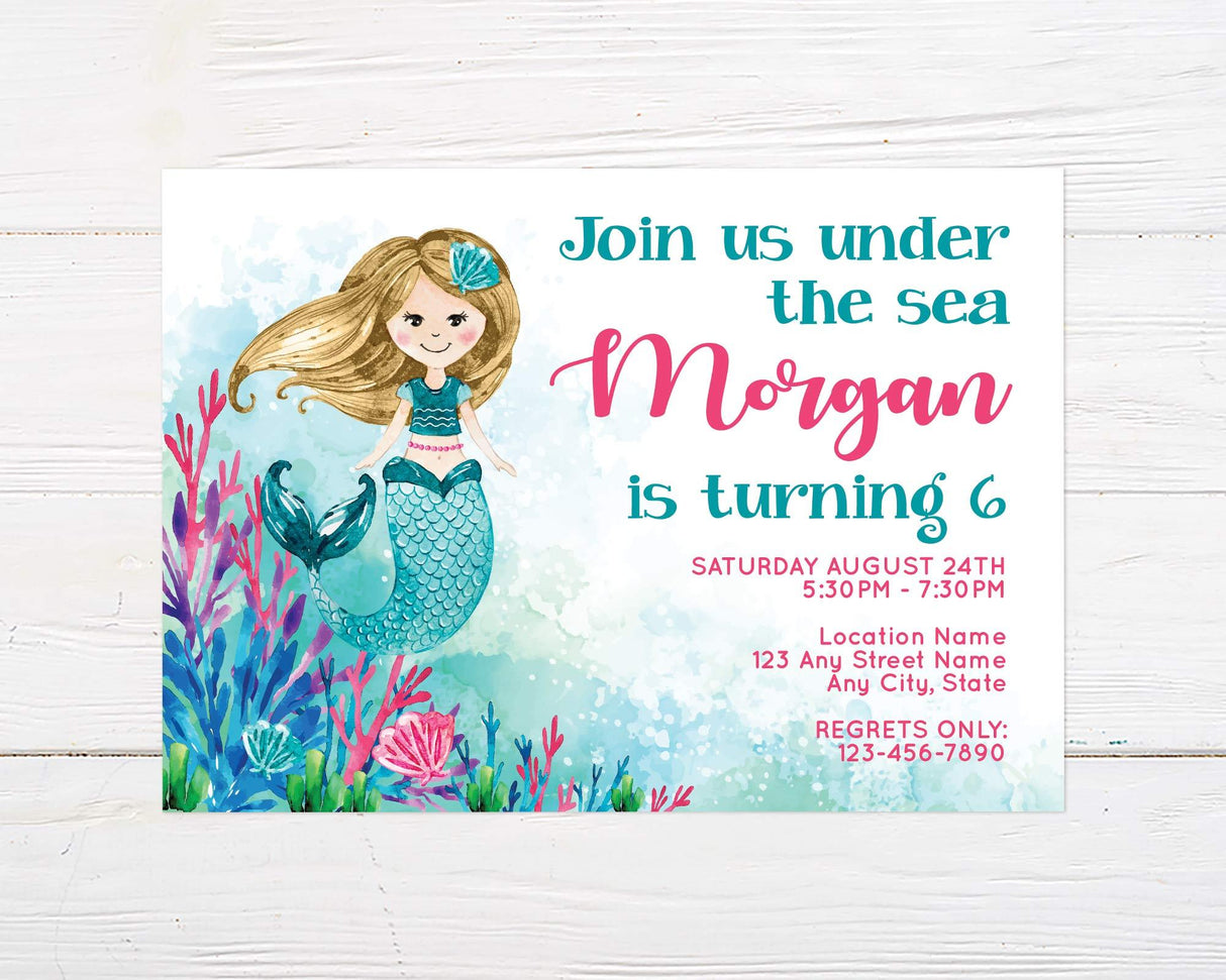 Mermaid Birthday Party Invitation - goprintplus