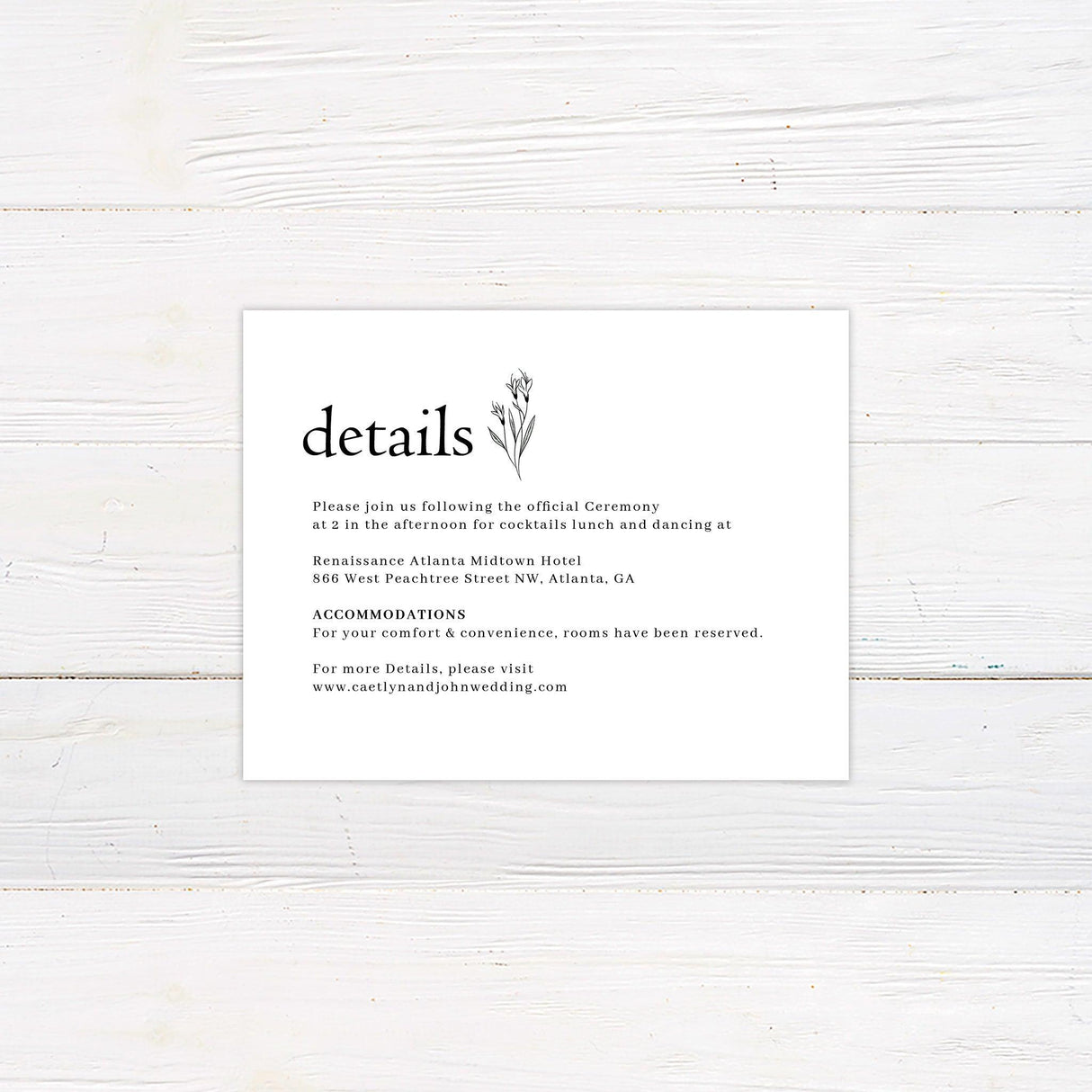 Minimal Flower Details Card - goprintplus