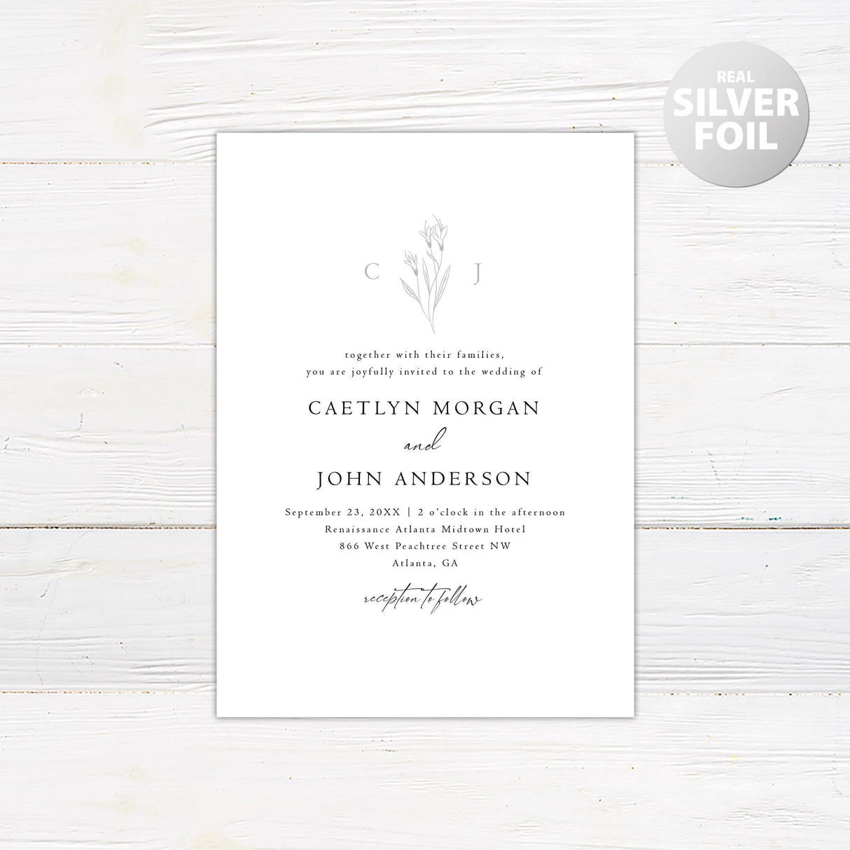 Minimal Flower Foil Invitation - goprintplus