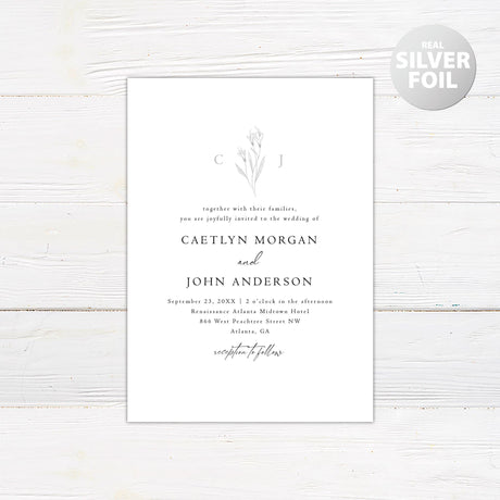 Minimal Flower Foil Invitation - goprintplus