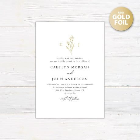 Minimal Flower Foil Invitation - goprintplus