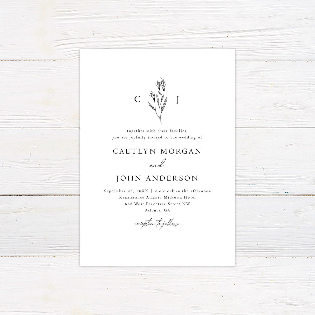 Minimal Flower Invitation - goprintplus