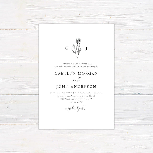 Minimal Flower Invitation - goprintplus