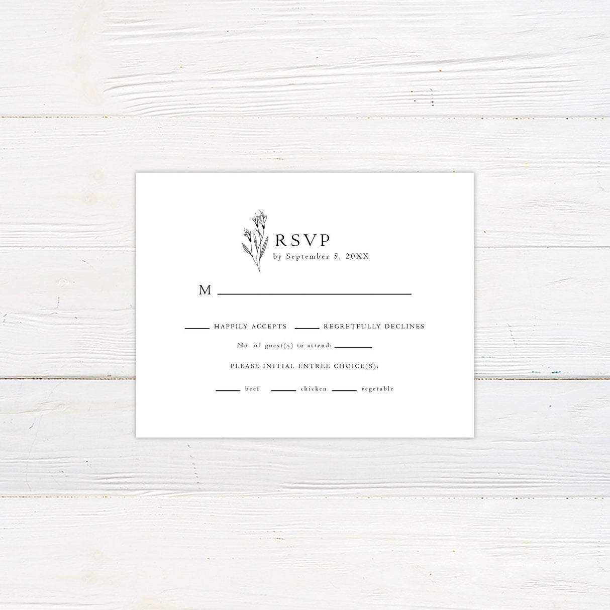 Minimal Flower RSVP - goprintplus