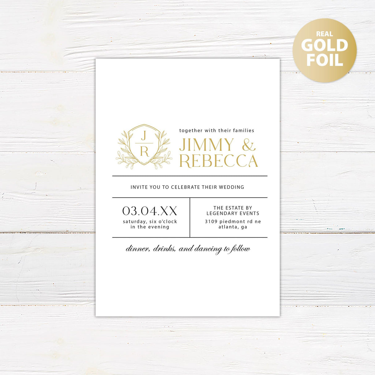 Minimal Foliage Foil Invitation - goprintplus