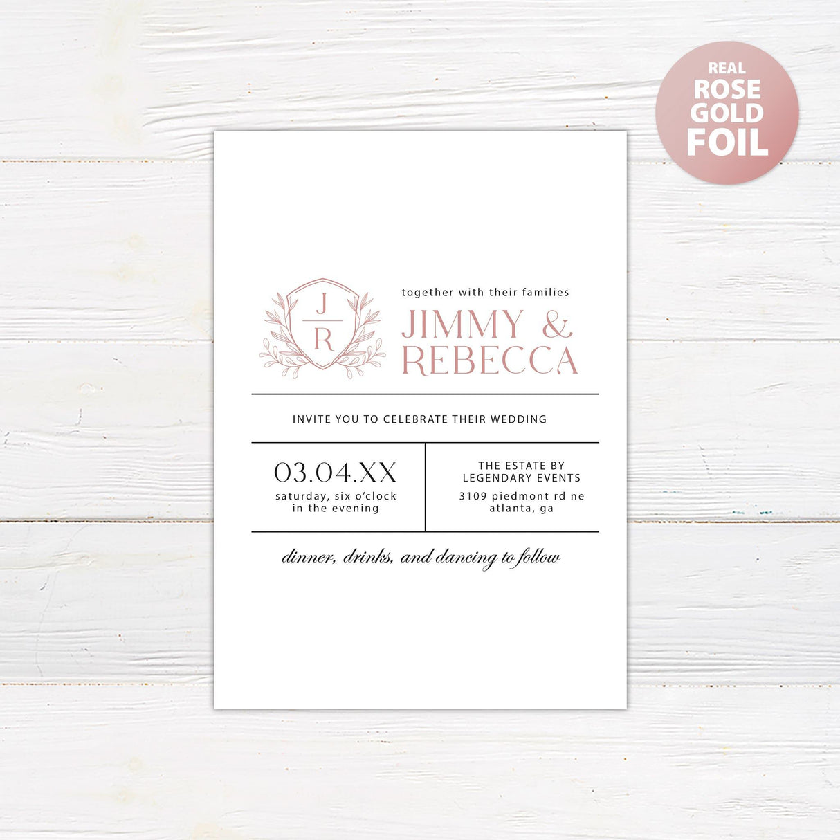 Minimal Foliage Foil Invitation - goprintplus