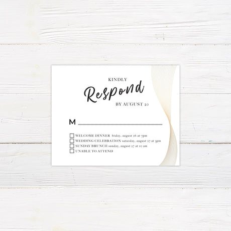 Minimal Gold Ribbon RSVP - goprintplus