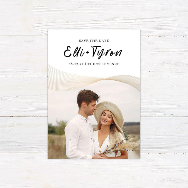 Minimal Gold Ribbon Save The Date - goprintplus