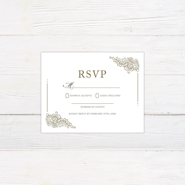 Minimal Vintage Floral Leaves RSVP - goprintplus