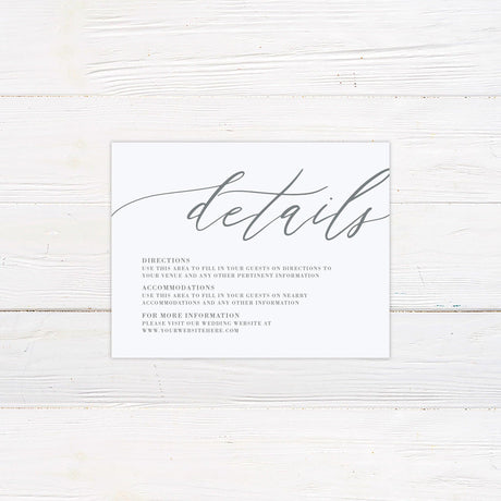 Minimalist Gray Script Details Card - goprintplus