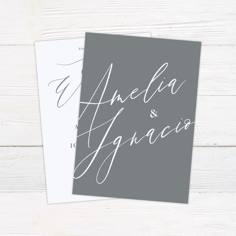 Minimalist Gray Script Invitation - goprintplus