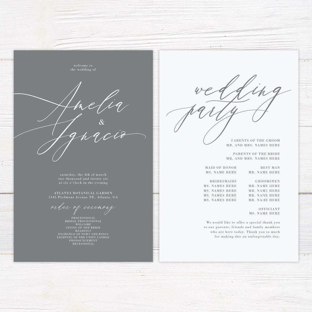 Minimalist Gray Script Invitation - goprintplus