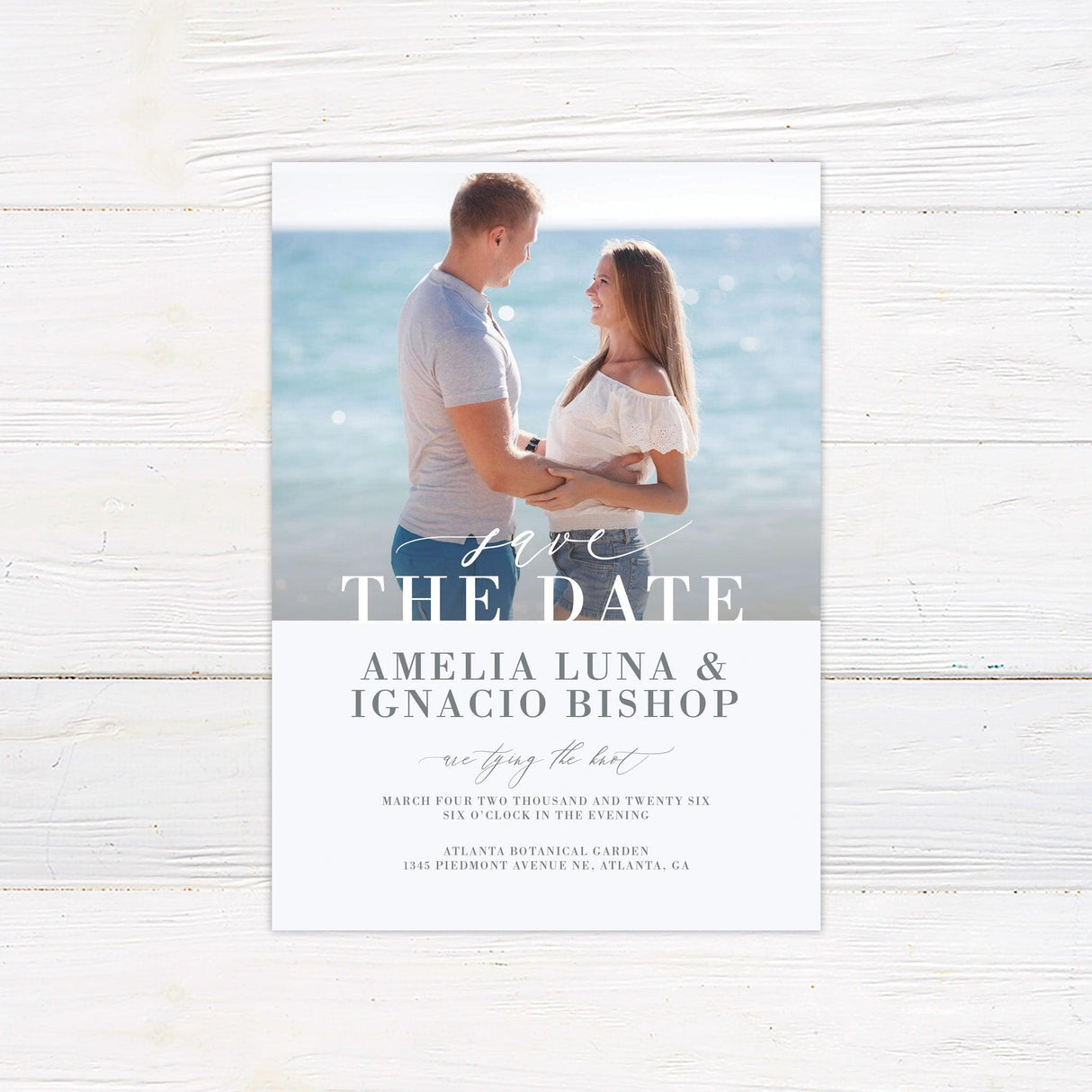 Minimalist Gray Script Save The Date - goprintplus