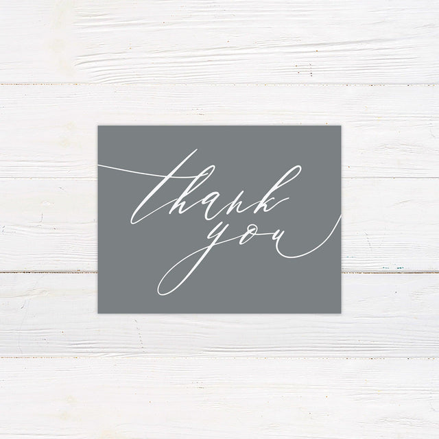 Minimalist Gray Script Thank You Card - goprintplus