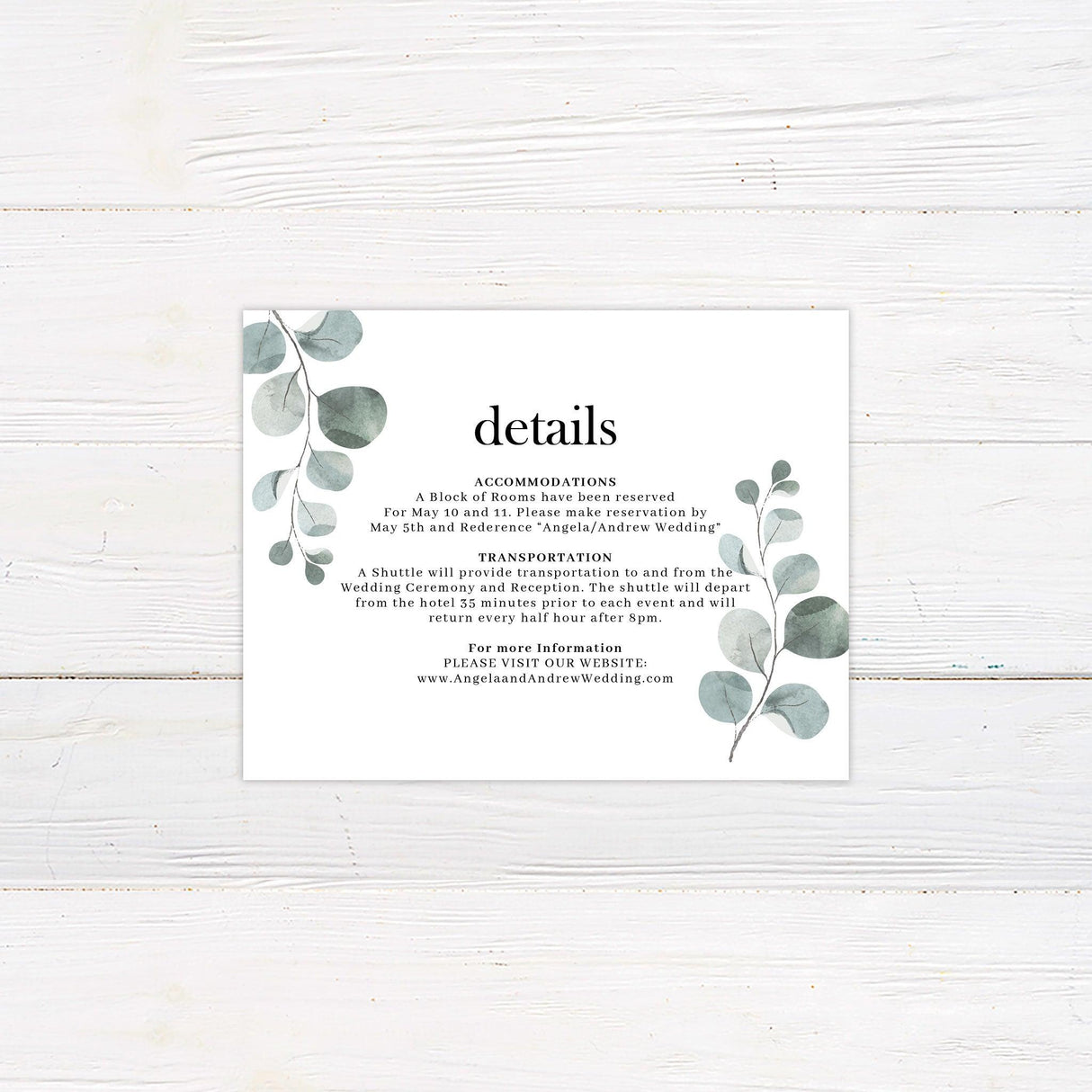 Minimalist Greenery Details Card - goprintplus