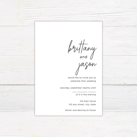 Minimalist Script Invitations - goprintplus