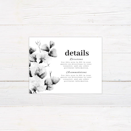 Monochrome Big Florals Invitation - goprintplus