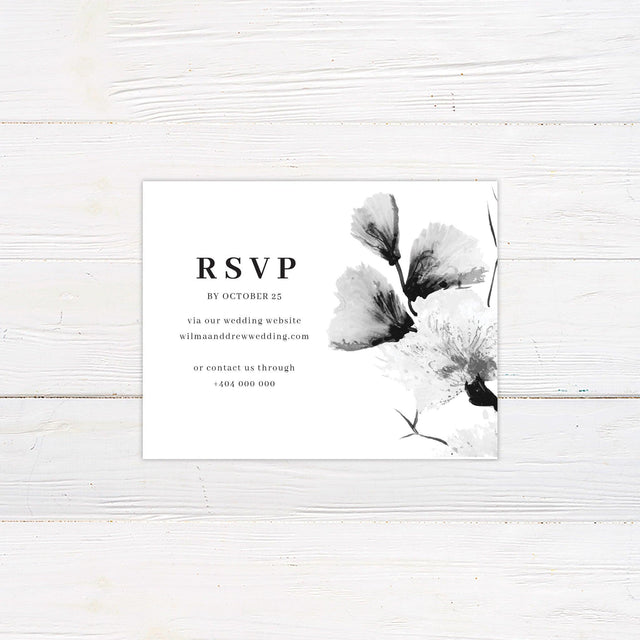 Monochrome Big Florals RSVP - goprintplus