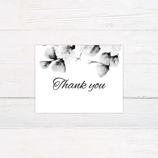 Monochrome Big Florals Thank You Card - goprintplus