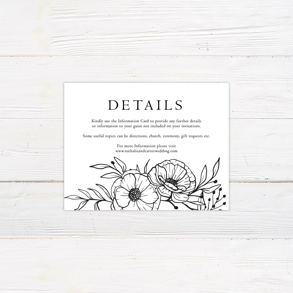 Monochrome Floral Details Card - goprintplus