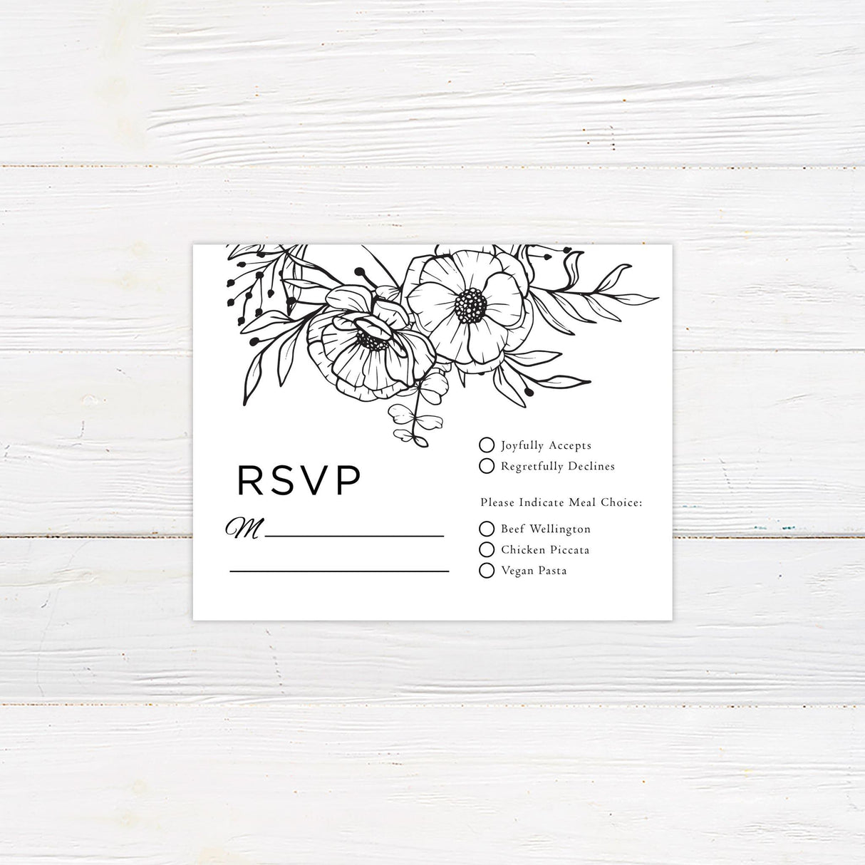 Monochrome Floral Invitation - goprintplus