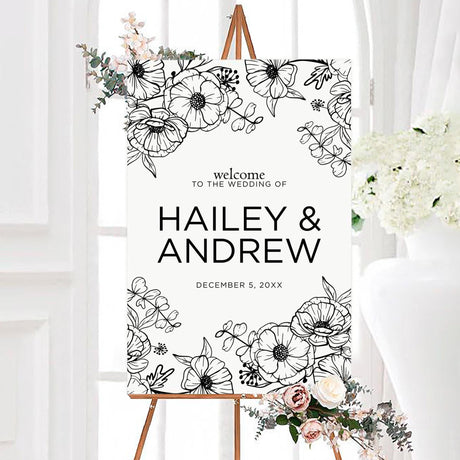 Monochrome Floral Invitation - goprintplus