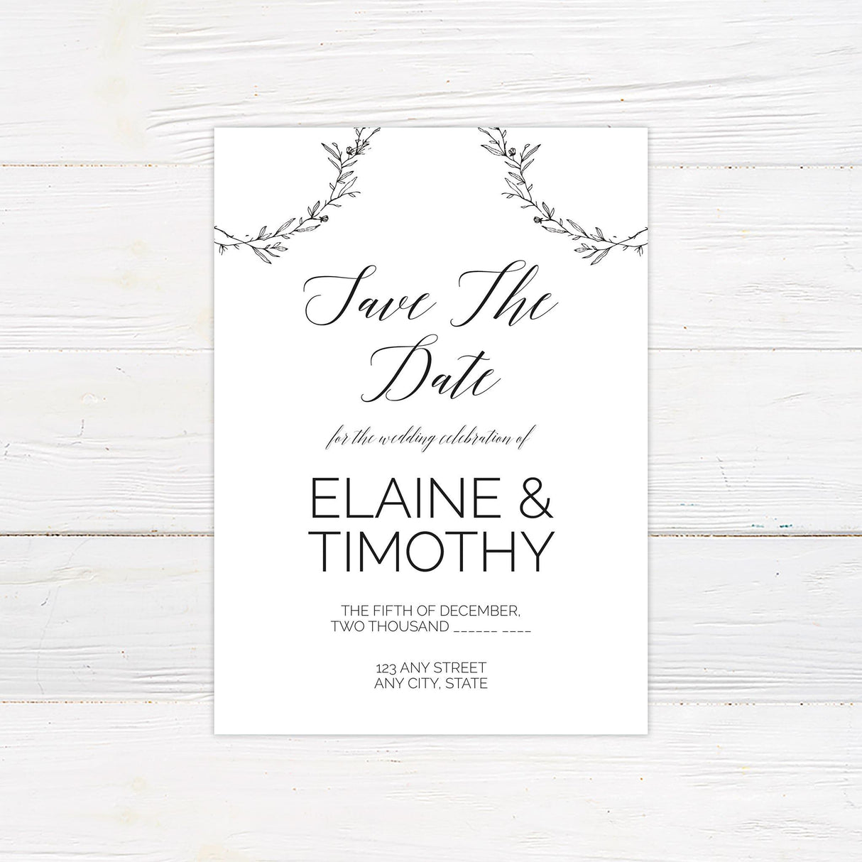 Monochrome Wreath Invitations - goprintplus