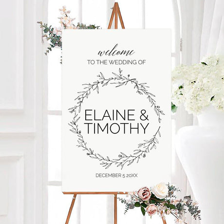 Monochrome Wreath Sign - goprintplus