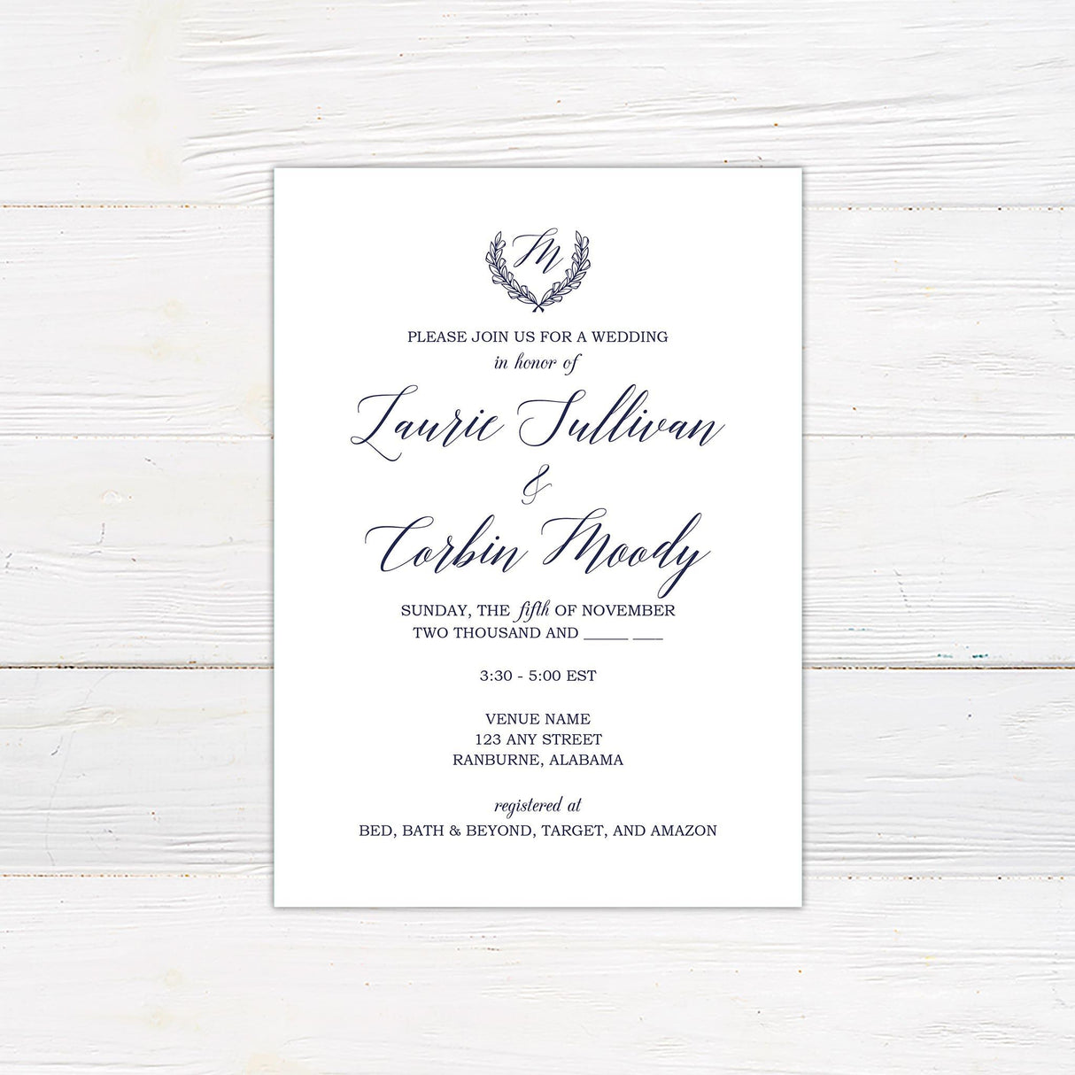 Monogram Crest Invitations - goprintplus