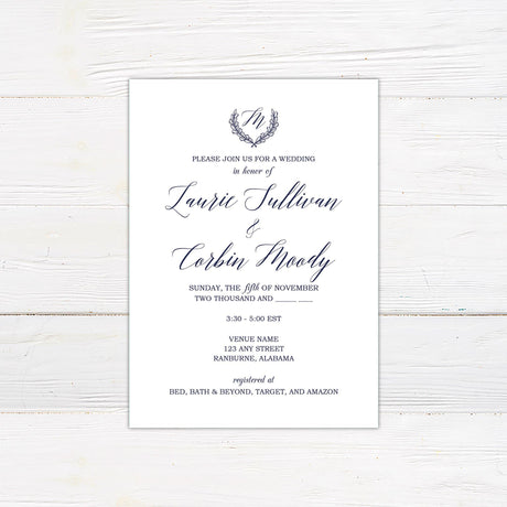 Monogram Crest Invitations - goprintplus