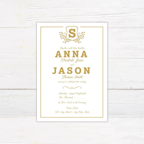 Monogram Shield Invitations - goprintplus