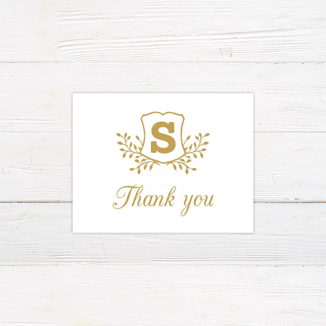 Monogram Shield Thank You Card - goprintplus