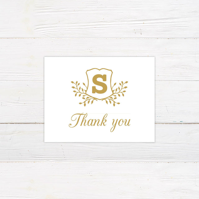 Monogram Shield Thank You Card - goprintplus