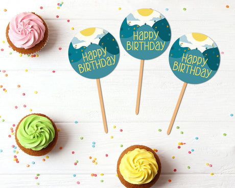 Mountain Birthday Cupcake Topper - goprintplus